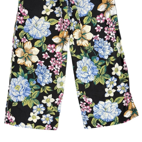 Kittenish 2PC Set Womens Medium Crop Top Wide Leg Pants Tropical Floral Vacation - Picture 11 of 14